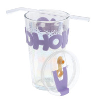 Стакан с трубочкой, L9 W9 H0,5 см, 3в.