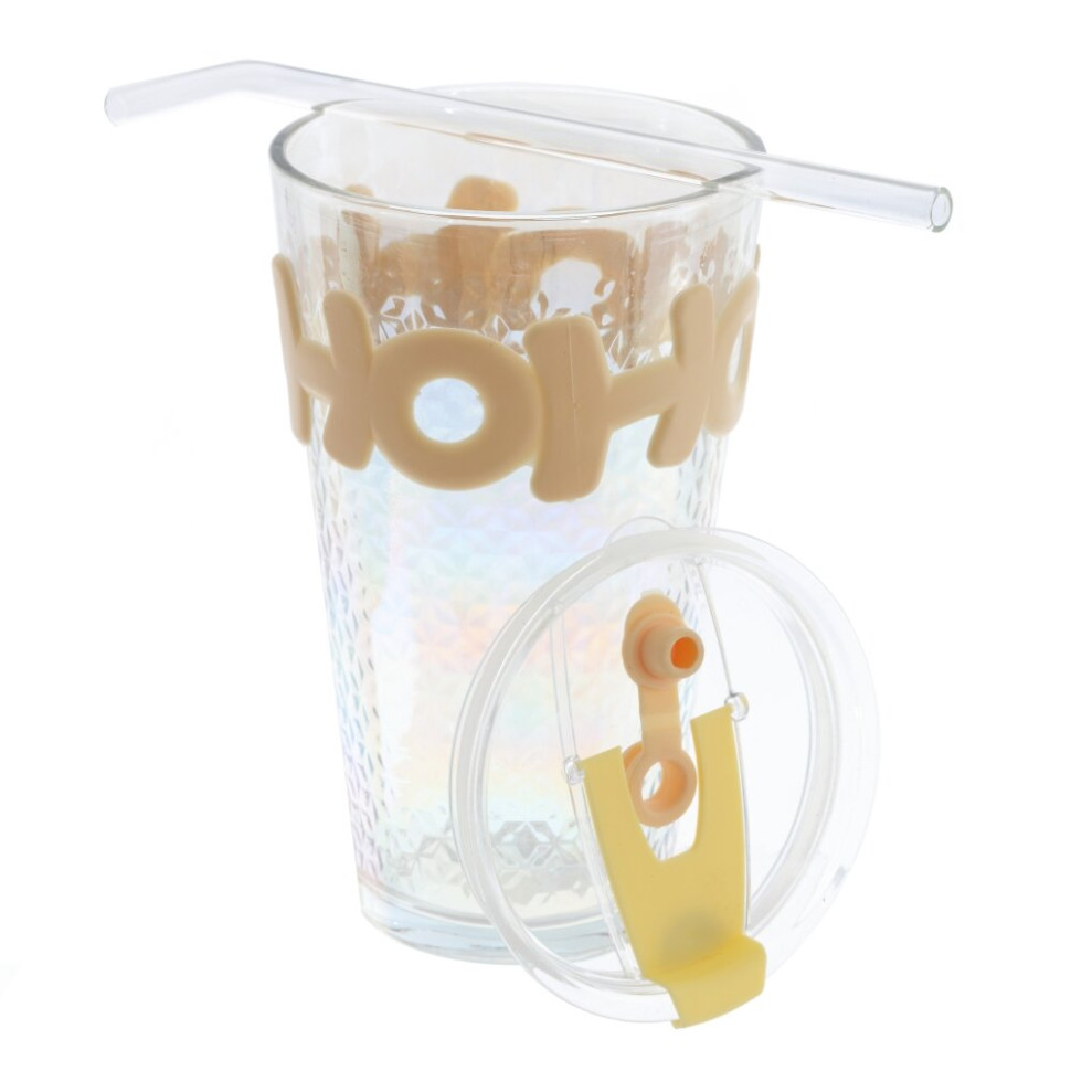 Стакан с трубочкой, L9 W9 H0,5 см, 3в.