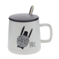 Кружка с крышкой и ложкой, 400 мл, L12 W9 H9 см