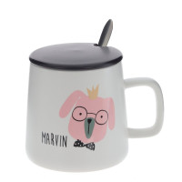 Кружка с крышкой и ложкой, 400 мл, L12 W9 H9 см