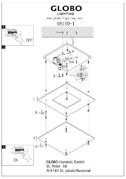 Потолочный светильник Regius 48140-1 Globo