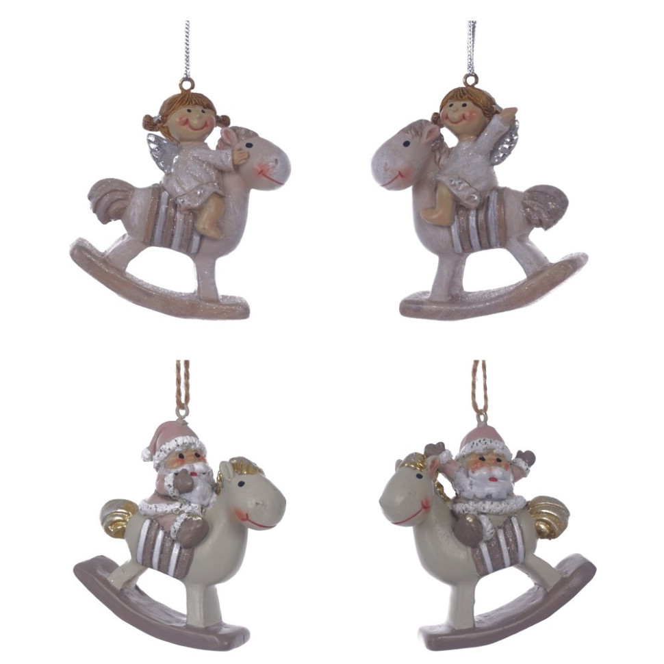 Фигурка декоративная подвесная "Ангел/Дед Мороз", L6 W2,5 H6,5 см, 4в.