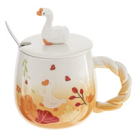 Кружка с крышкой и ложкой, 450 мл, L8 W8 H9 см