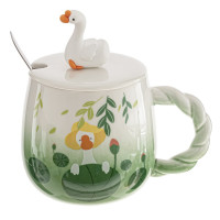 Кружка с крышкой и ложкой, 450 мл, L8 W8 H9 см