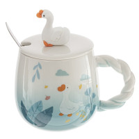 Кружка с крышкой и ложкой, 450 мл, L8 W8 H9 см