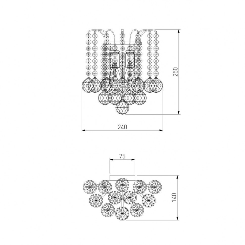 Бра Eurosvet 3299/2 хром/прозрачный хрусталь Strotskis