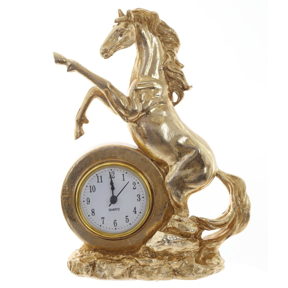 Фигурка декоративная "Лошадь" с часами (AAAx1 н/п), L16 W7,5 H23 см