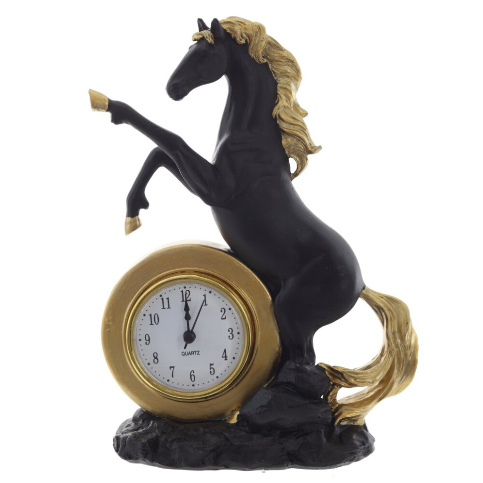 Фигурка декоративная "Лошадь" с часами (AAAx1 н/п), L16 W7,5 H23 см