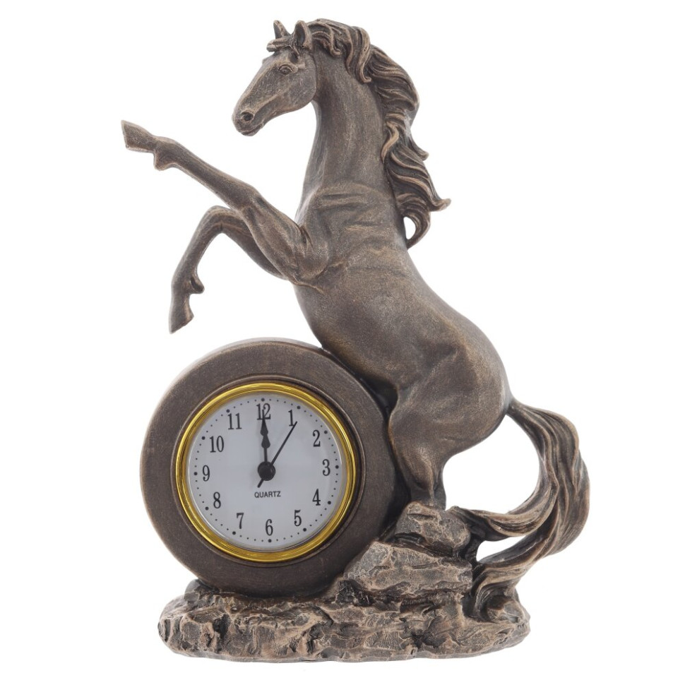 Фигурка декоративная "Лошадь" с часами (AAAx1 н/п), L16 W7,5 H23 см