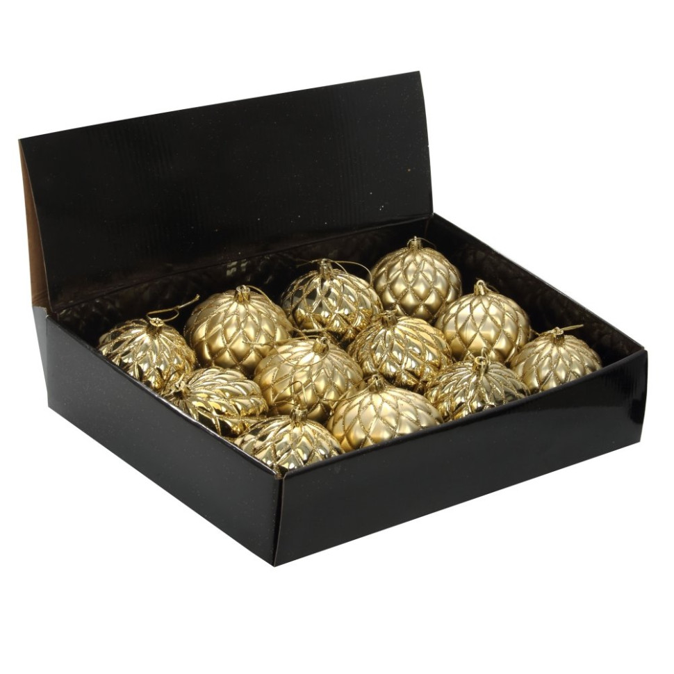 Набор из 12шт Украшение новогоднее Шар "Золотая сетка", D10 см, L43 W33 H10 см