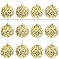 Набор из 12шт Украшение новогоднее Шар "Золотая сетка", D10 см, L43 W33 H10 см