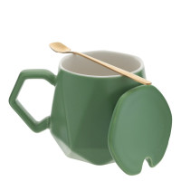 Кружка с крышкой и ложкой, 450 мл, L14 W9 H9,5 см