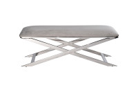 Банкетка велюровая светло-серая/хром Банкетка велюровая светло-серая/хром