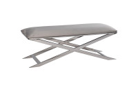 Банкетка велюровая светло-серая/хром Банкетка велюровая светло-серая/хром