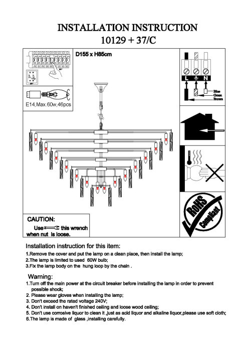 Подвесная люстра 10120 10129+37/C Newport