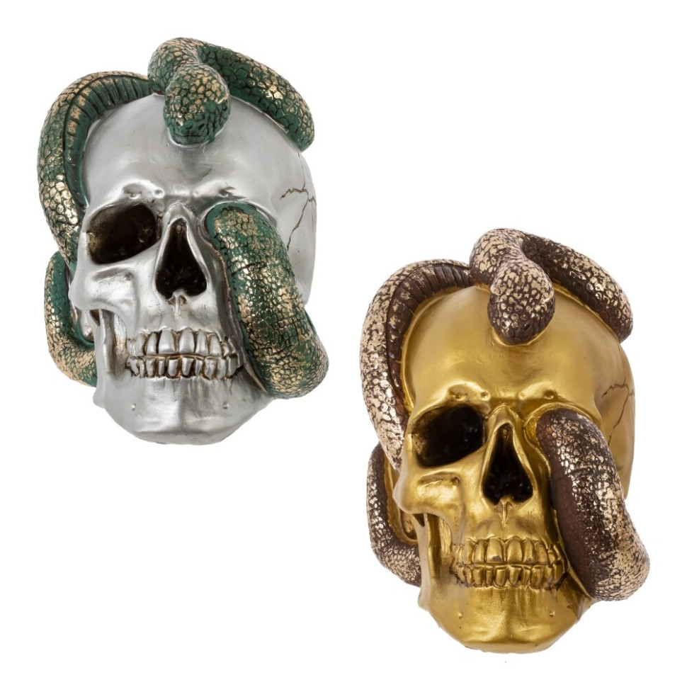 Копилка "Череп со змеей", L23 W16 H18 см, 2в.