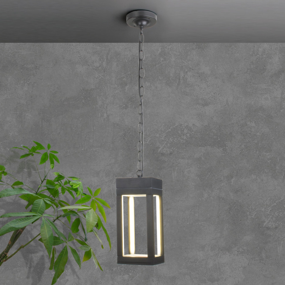 Уличный светильник подвесной Frame 1528 TECHNO LED серый Elektrostandard
