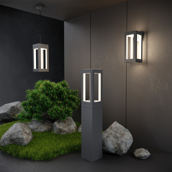 Уличный светильник подвесной Frame 1528 TECHNO LED серый Elektrostandard