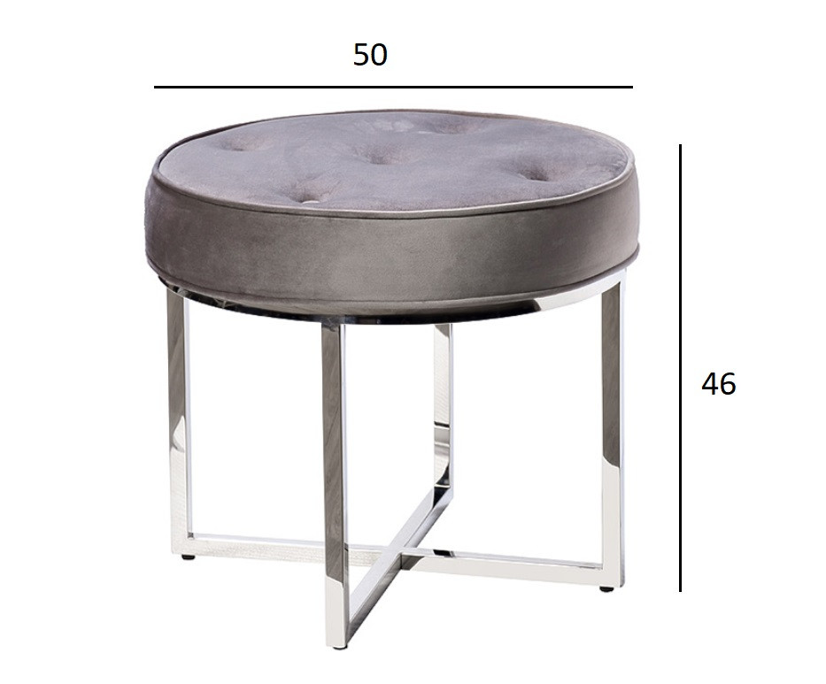 Пуф велюровый серый/хром