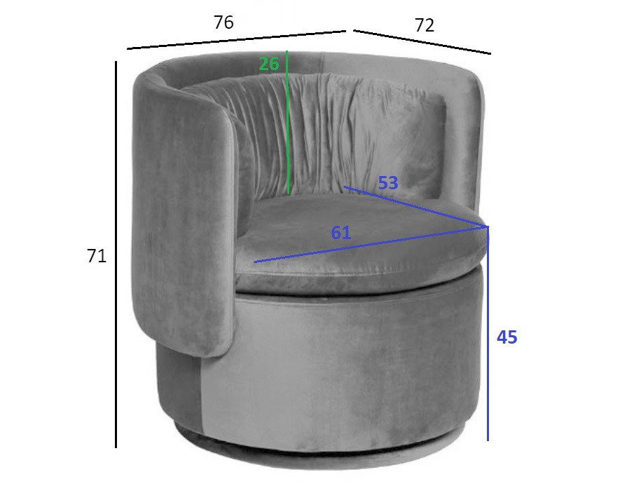 Кресло поворотное велюровое зеленое