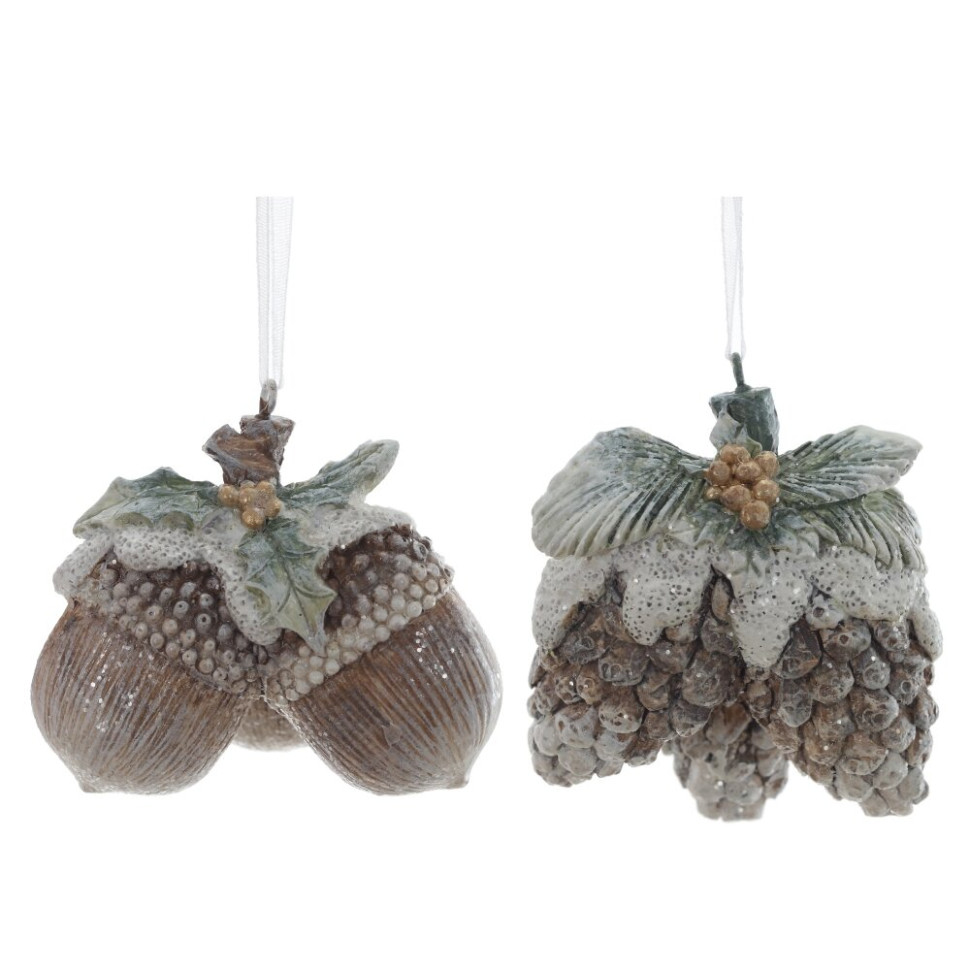 Фигурка декоративная подвесная "Шишки/Орехи", L6 W3,5 H7 см, 2в.