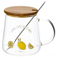 Кружка с крышкой и ложкой, 450 мл, L12 W9 H10 см