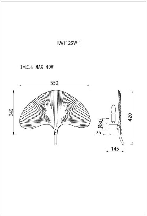 Бра K2KM1125W-1 Garda Decor