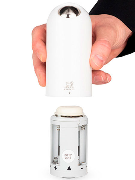 Мельница для соли 17 см Alaska Quartz белая на батарейках