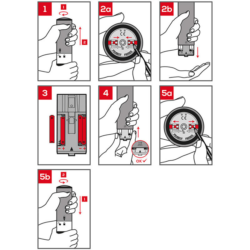 Мельница для соли 17 см Alaska Quartz белая на батарейках