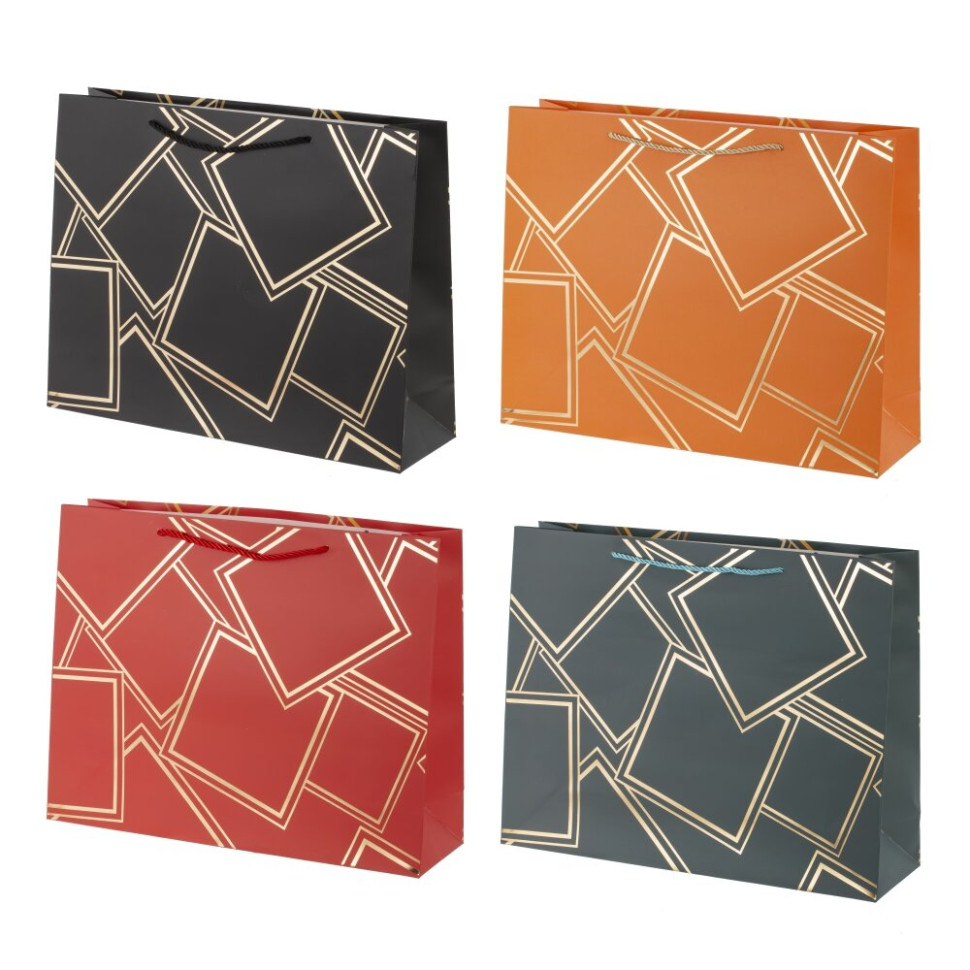 Пакет подарочный L (бумага 210г/м2, блок микс 12шт), L39 W11 H30 см, 4в.