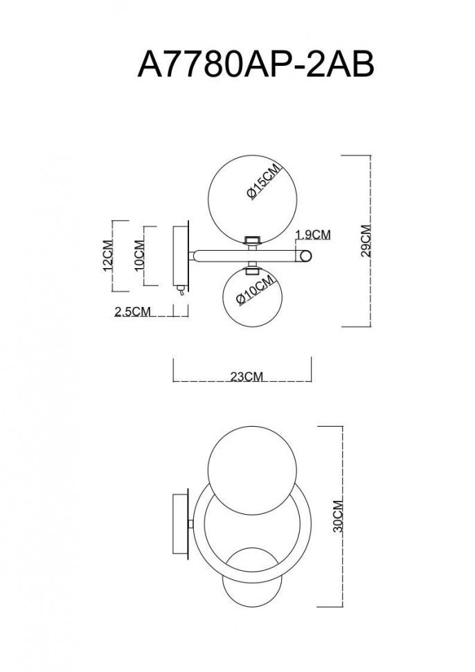 Бра Arte Lamp Albus A7780AP-2AB