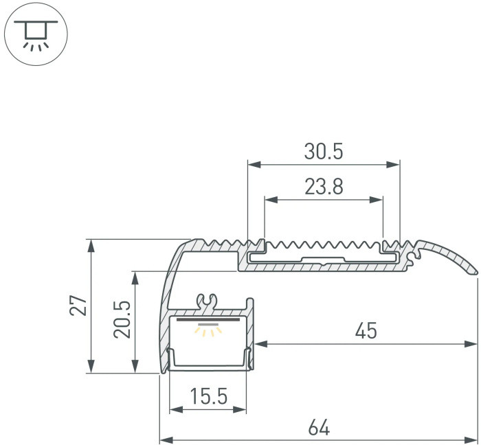 Профиль для светодиодной ленты ARH-STAIR 045663 Arlight