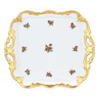 Блюдо квадратное 21см."Роза золотая"