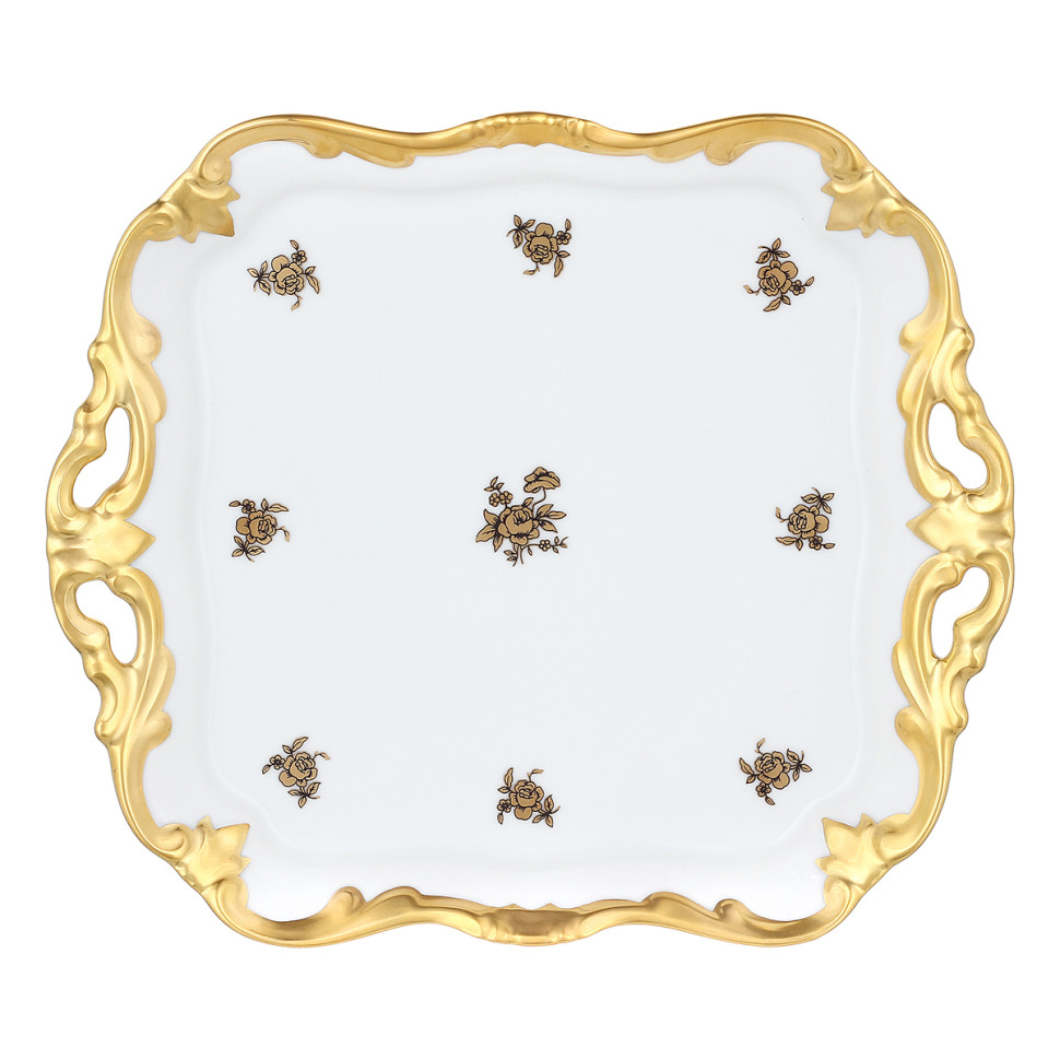 Блюдо квадратное 21см."Роза золотая"