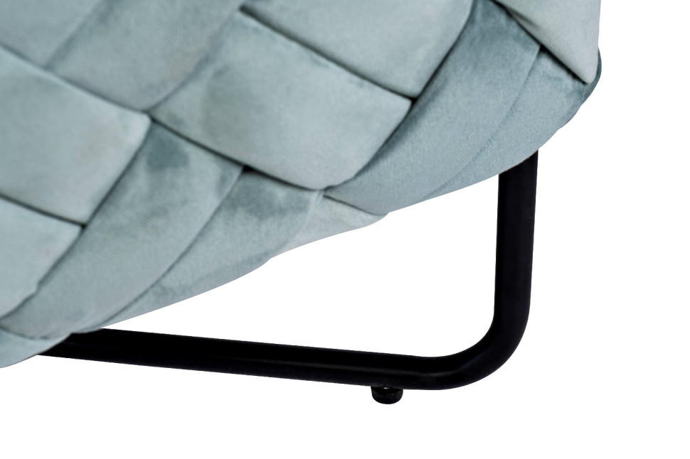 Пуф из плетеного велюра мятный