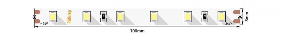 Светодиодная лента SWG 4,8W/m 60LED/m 2835SMD теплый белый 5M 005272