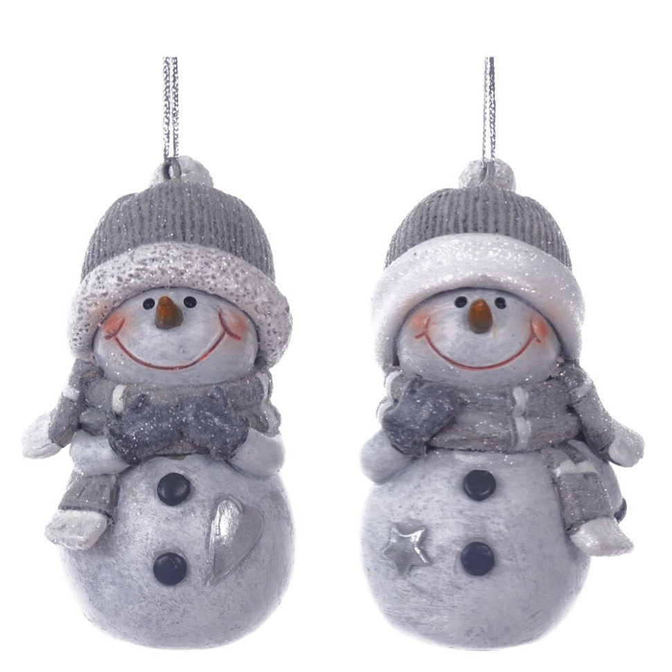 Фигурка декоративная подвесная "Снеговик", L4,5 W4,5 H8,5 см, 2в.