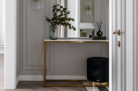 Консоль искусственный белый мрамор Bianco Namibia/матовое золото