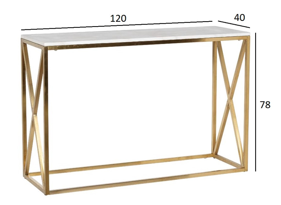 Консоль искусственный белый мрамор Bianco Namibia/матовое золото