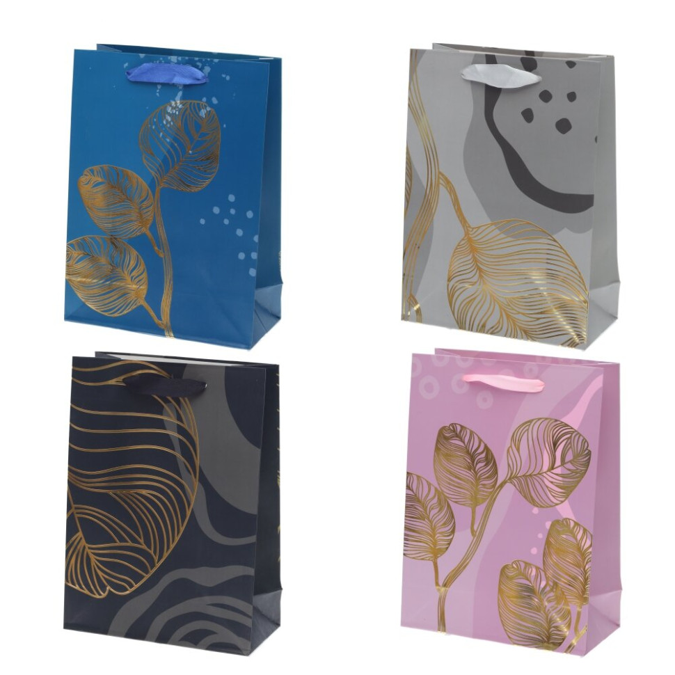 Пакет подарочный S (бумага 210г/м2, блок микс12шт), L17,5 W8 H24 см, 4в.