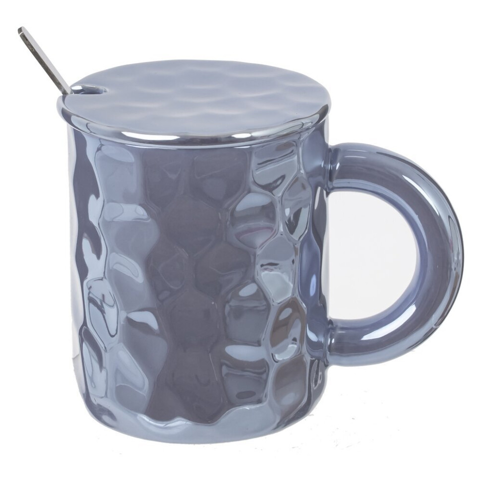 Кружка с крышкой и ложкой, 350 мл, L12,5 W8 H10,5 см