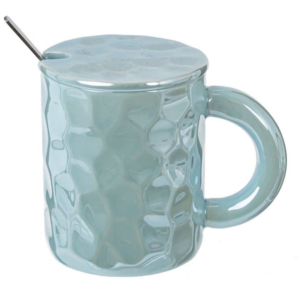 Кружка с крышкой и ложкой, 350 мл, L12,5 W8 H10,5 см