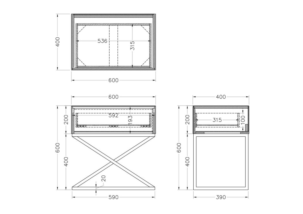 Тумбочка зеркальная с выдвижным ящиком