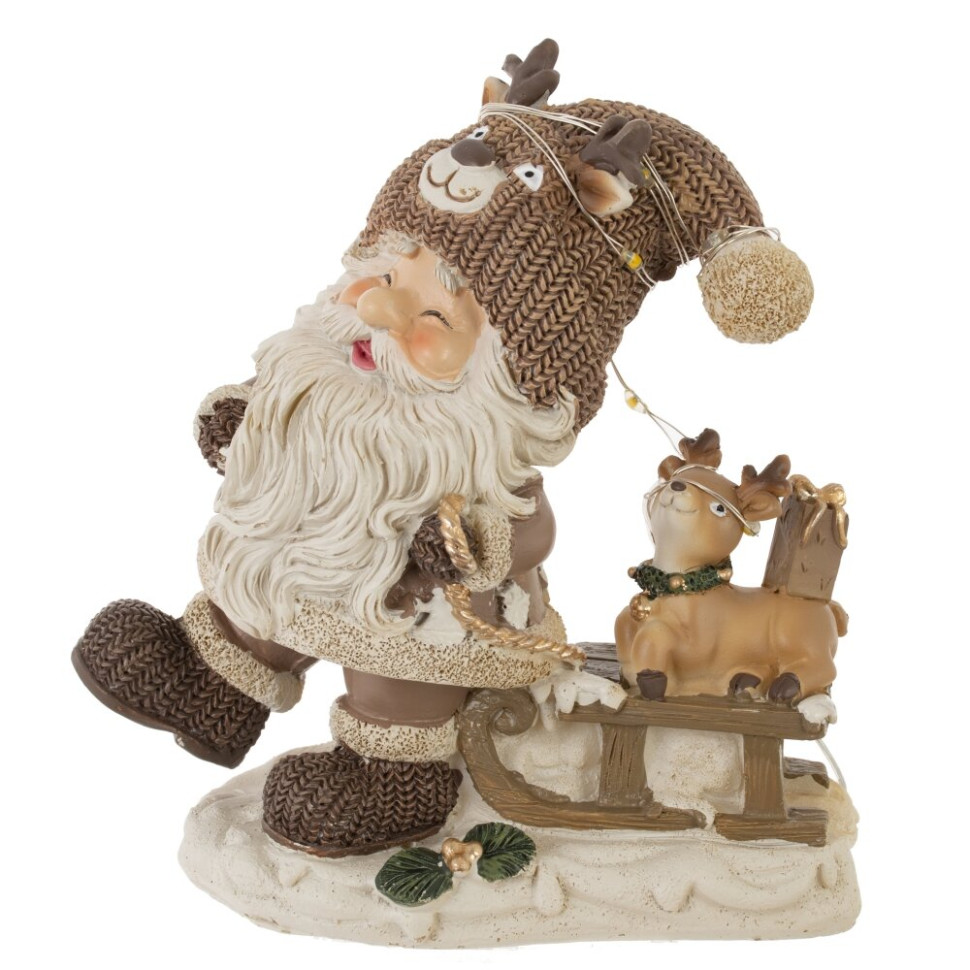 Фигурка декоративная "Дед Мороз", с подсветкой (3хLR44,н/п),  L1, L11 W6,5 H12,5 см, 2в.