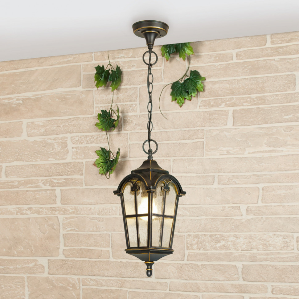 Уличный светильник подвесной Mira Mira H черное золото Elektrostandard