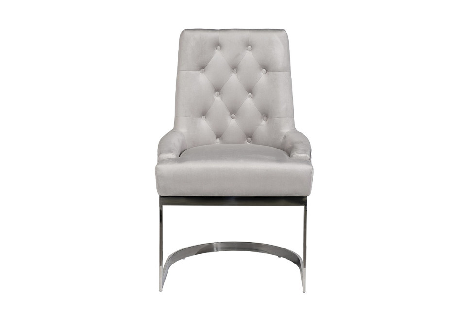 Стул велюровый светло-серый/хром