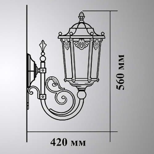 Настенный фонарь уличный Ретро 34-001-ЧЗ Кузнечное дело