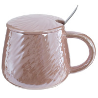 Кружка с крышкой и ложкой, 350 мл, L12,5 W9,5 H9 см