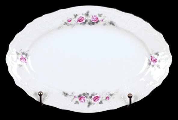 Блюдо овальное 26см "Роза серая платина 5396021" Bernadotte