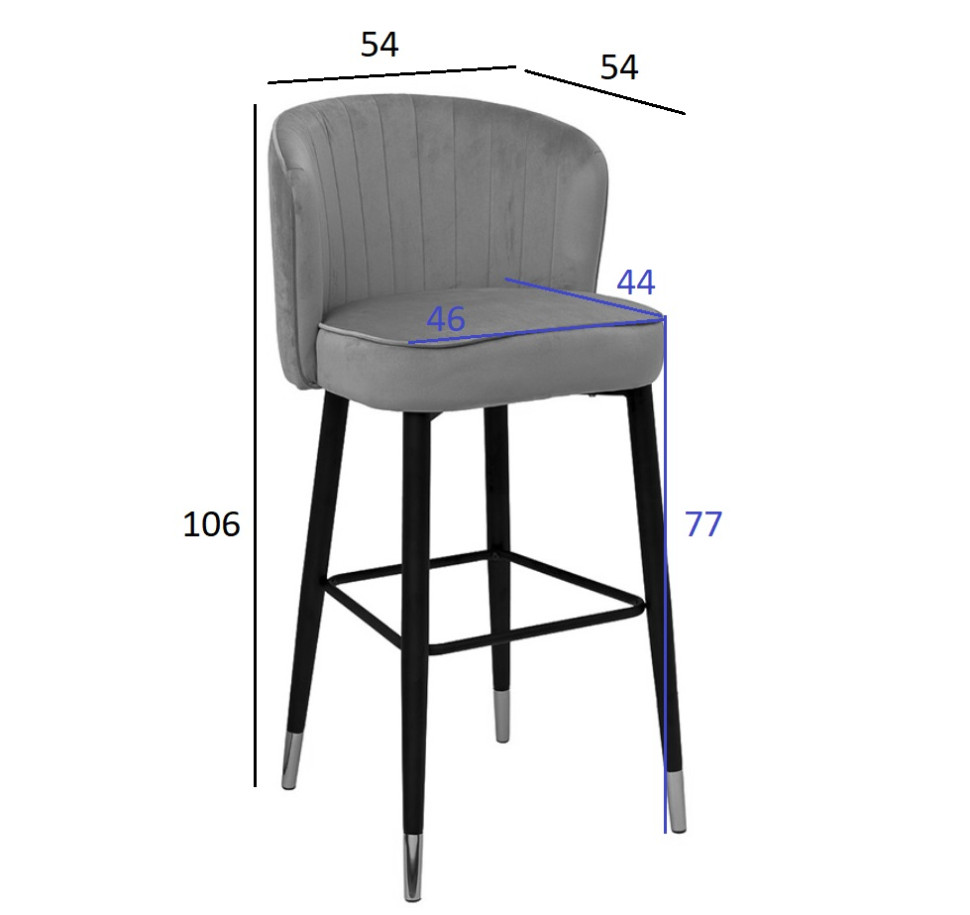 Стул барный велюровый серо-коричневый